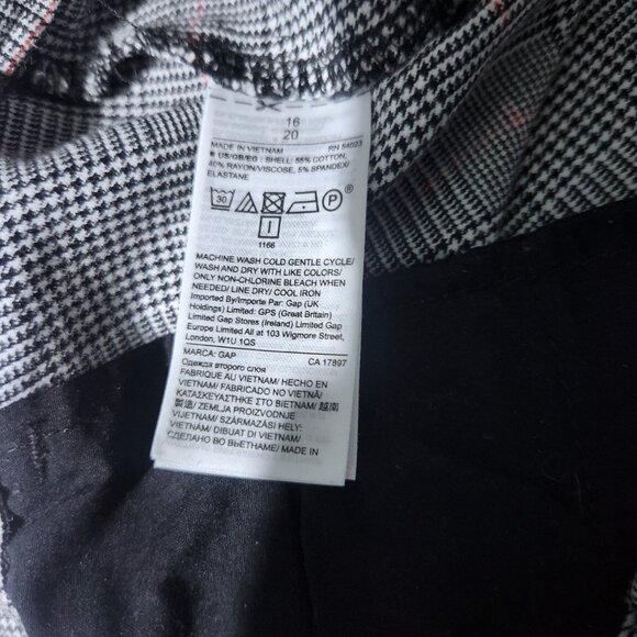 GAP Pants Women’s 16 Black Gray Plaid Signature Skinny Ankle Stretch Flat Front - Picture 7 of 8